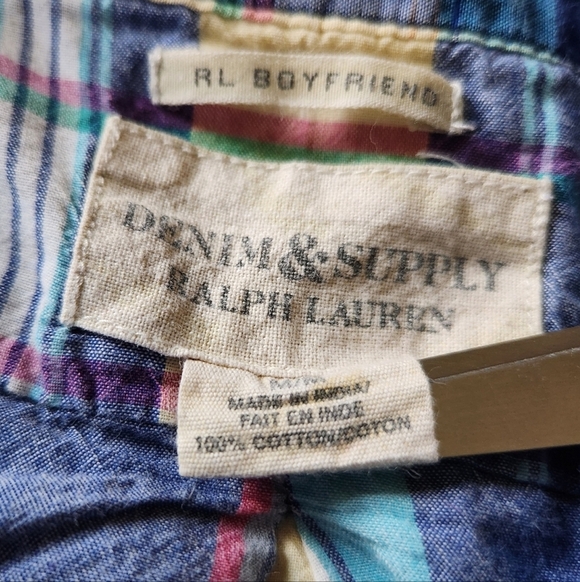 Ralph Lauren Denim & Supply Plaid Boyfriend Button Down Shirt Sz M - Picture 3 of 3